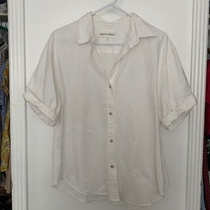 Oversized short sleeve cotton button up